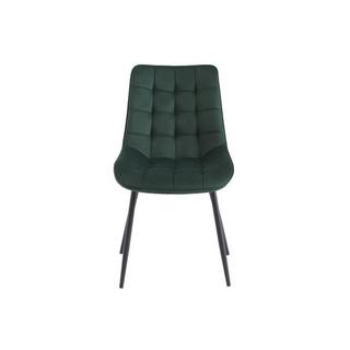 Vente-unique Lot de 2 chaises matelassées - Velours et métal noir - Vert - OLLUA  