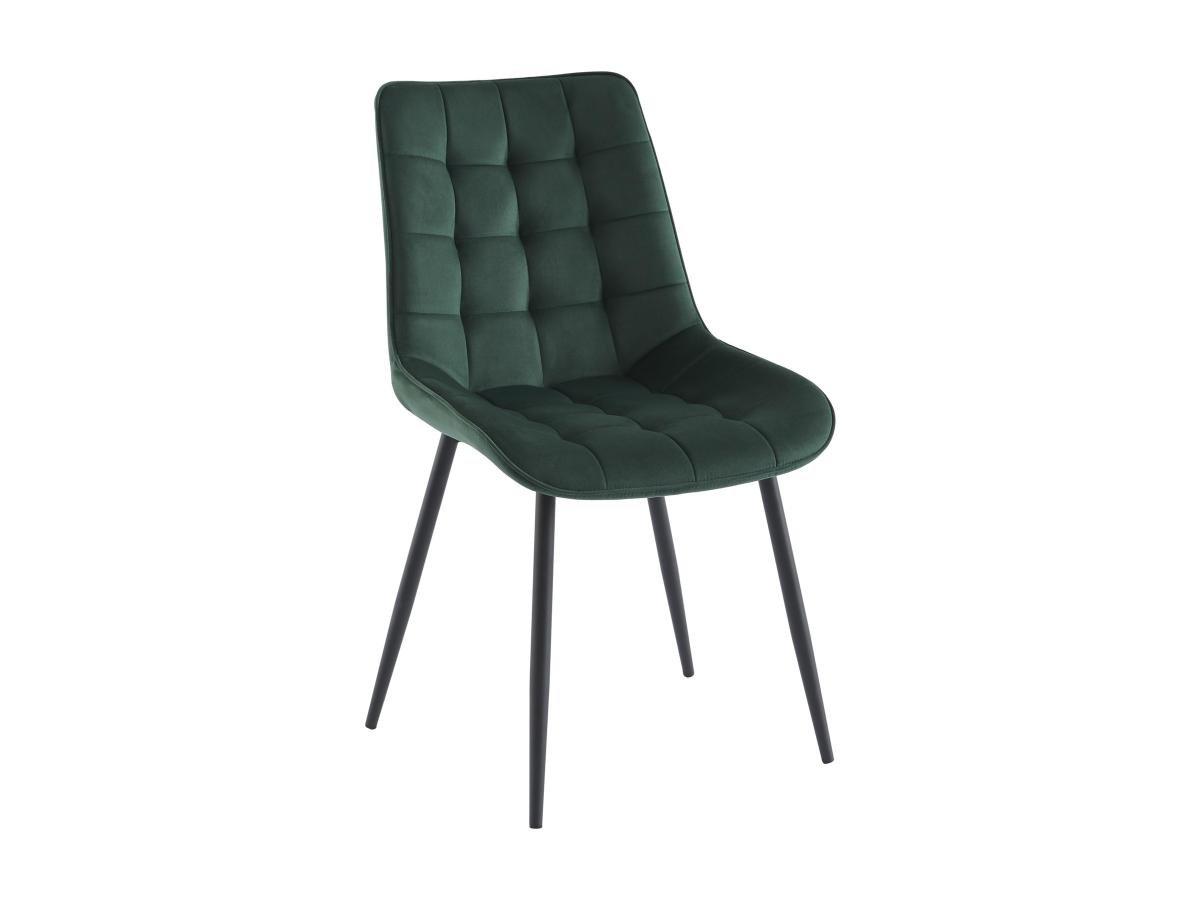 Vente-unique Lot de 2 chaises matelassées - Velours et métal noir - Vert - OLLUA  