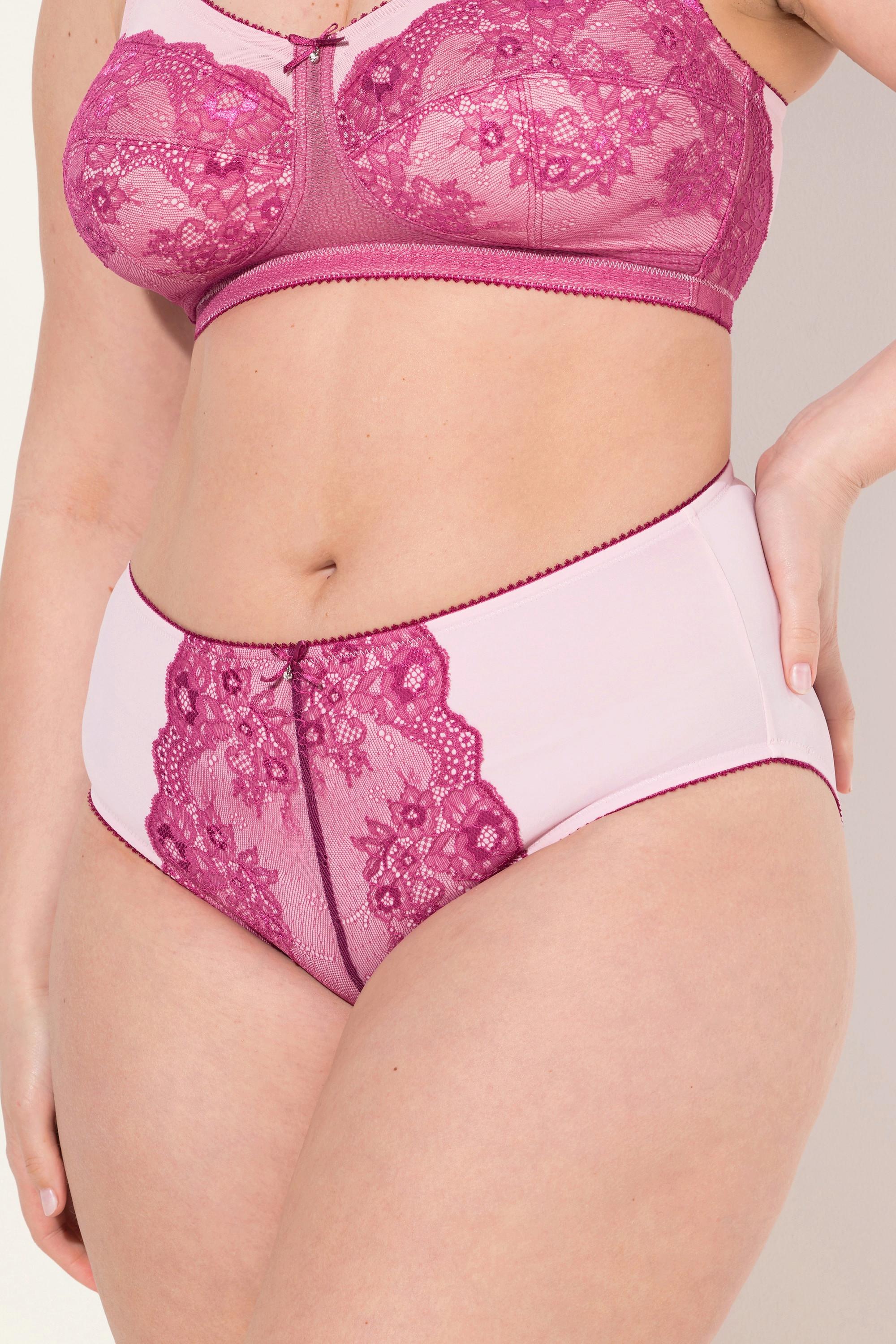 Ulla Popken Slip a vita alta Mesh Pizzo Microfibra  