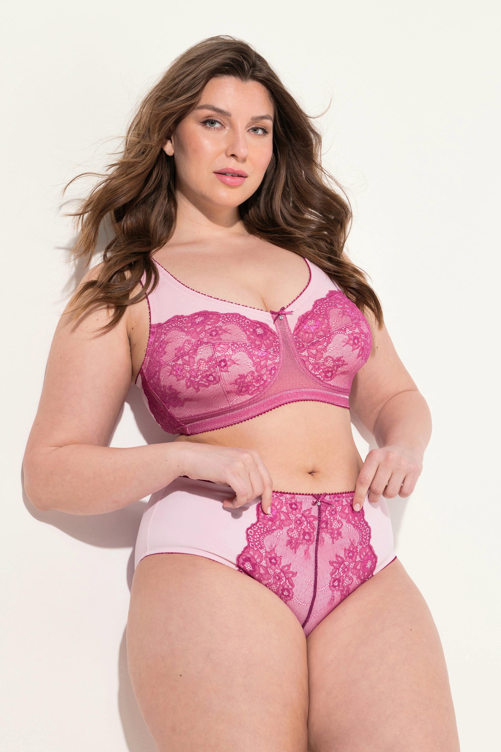 Ulla Popken Slip a vita alta Mesh Pizzo Microfibra  