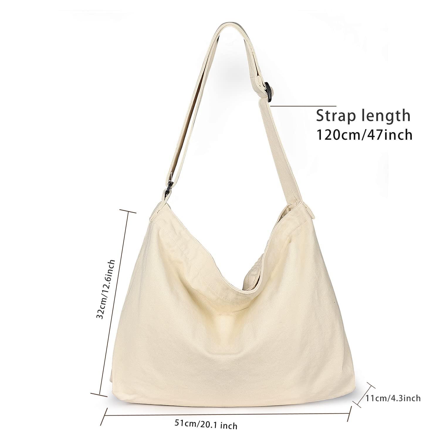 Only-bags.store  Canvas Umhängetasche, Canvas Crossbody Bag Große Umhängetasche mit verstellbarem Riemen 