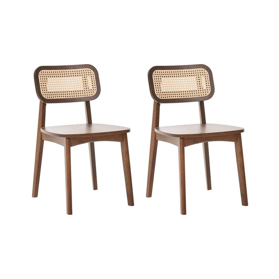 Esszimmerstuhl 2er Set aus Gummibaumholz Minimalistisch KENO