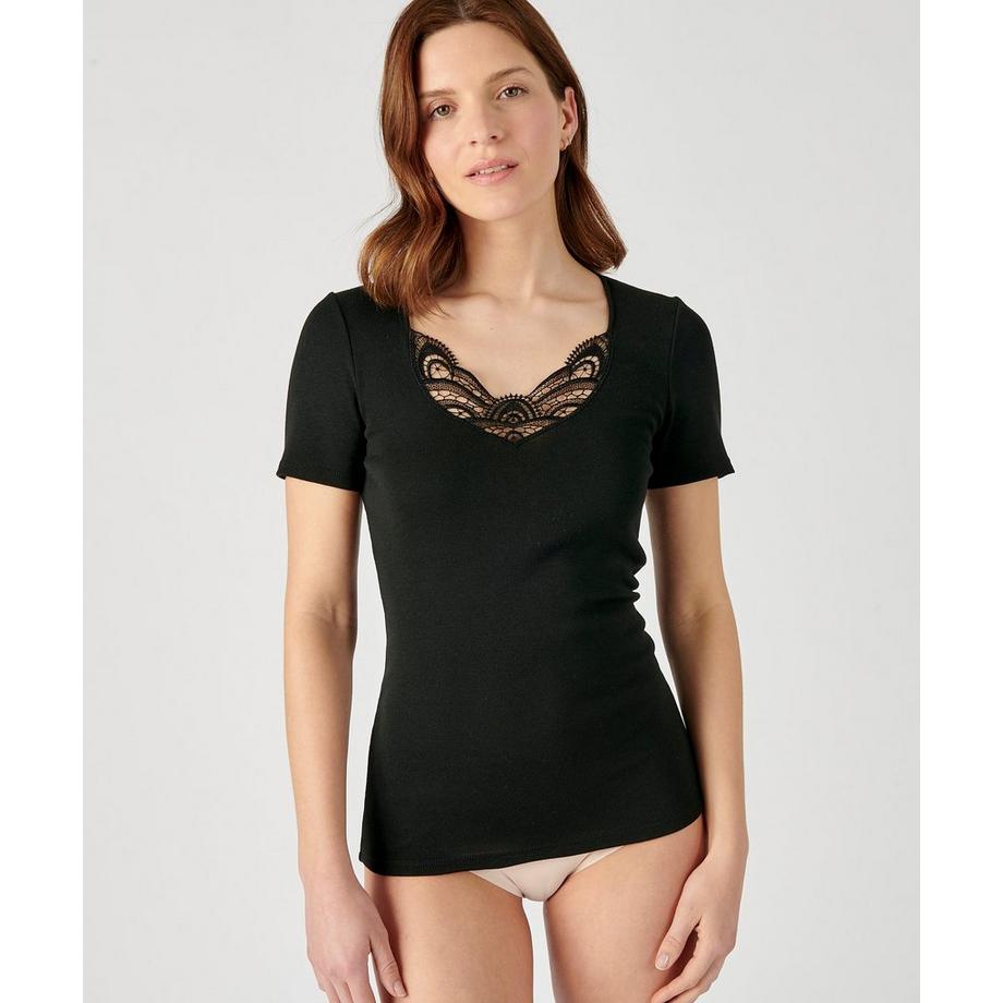 Tee-shirt manches courtes, guipure, chaleur Medium 3.