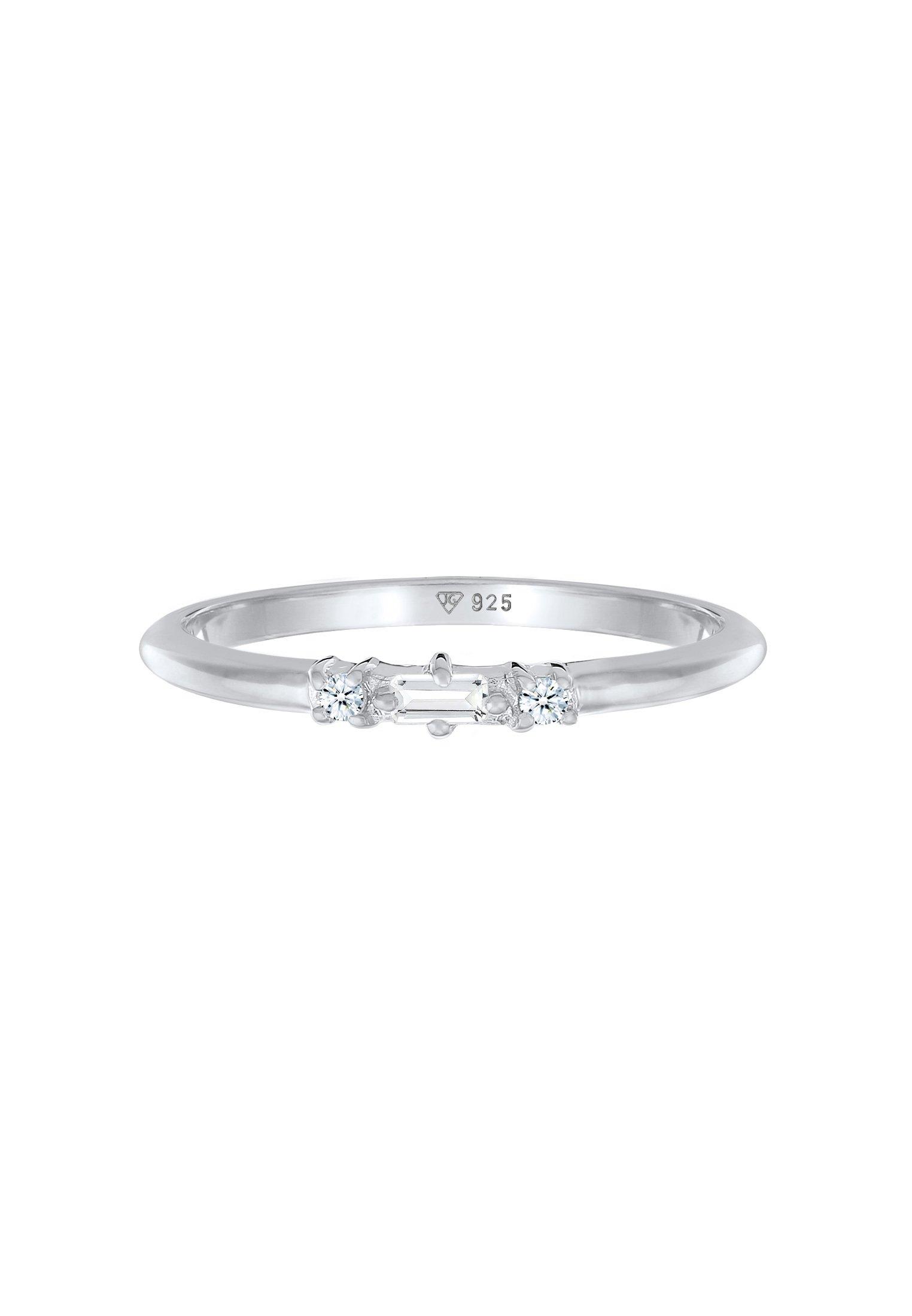 Elli  Ring Verlobungsring Diamant (0.03 Ct.) Rechteck 925 Silber 
