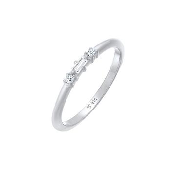 Ring Verlobungsring Diamant (0.03 Ct.) Rechteck 925 Silber