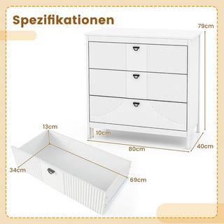 Northio Commode en bois avec 3 tiroirs et poignées en métal, meuble à tiroirs buffet moderne  