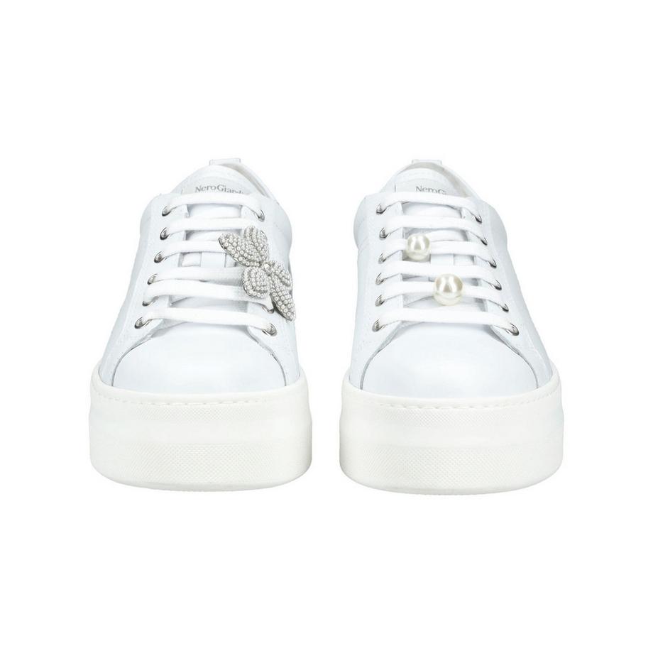 Nero Giardini Sneaker blanche à plateforme avec fleur en strass  
