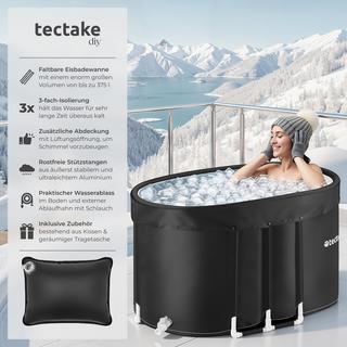 Tectake Eisbadewanne Espoo faltbar, mit 3-facher Isolierung Aluminiumgestell und Schutzabdeckung  