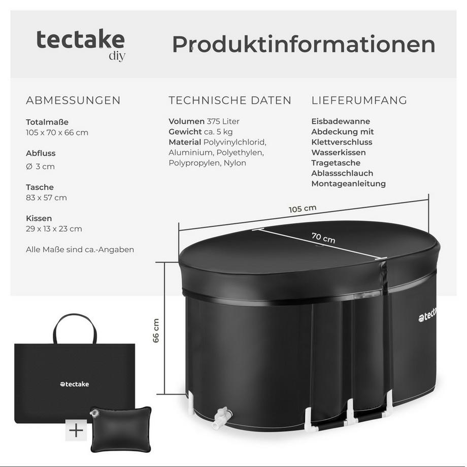 Tectake Baignoire à glace ESPOO pliable avec triple isolation  