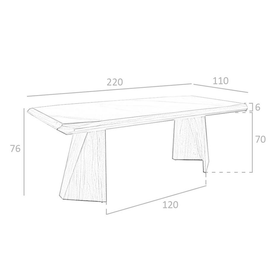 ANGEL CERDA Table à manger en porcelaine et noyer  