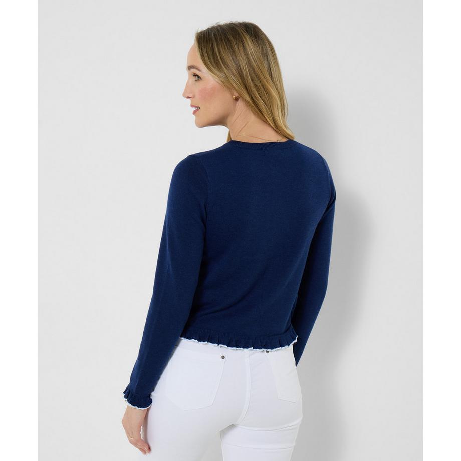 Joe Browns Fein gestrickte Strickjacke mit Rüschensaum  