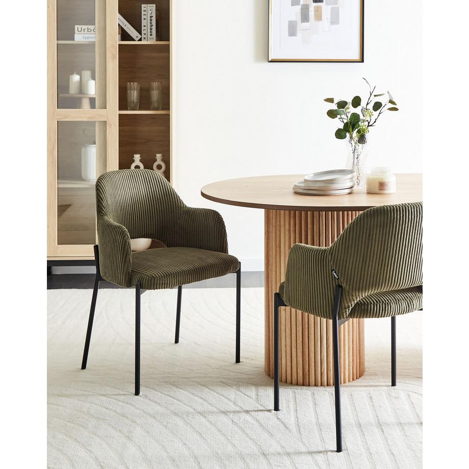 Beliani Esszimmerstuhl 2er Set aus Cord Retro RATON  