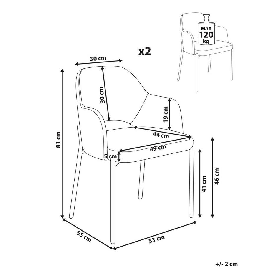 Beliani Esszimmerstuhl 2er Set aus Cord Retro RATON  