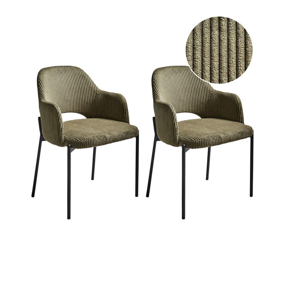 Beliani Esszimmerstuhl 2er Set aus Cord Retro RATON  