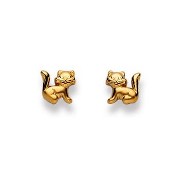 Ohrstecker Katze Gelbgold 750, 6x7mm
