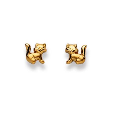 MUAU Schmuck  Ohrstecker Katze Gelbgold 750, 6x7mm 