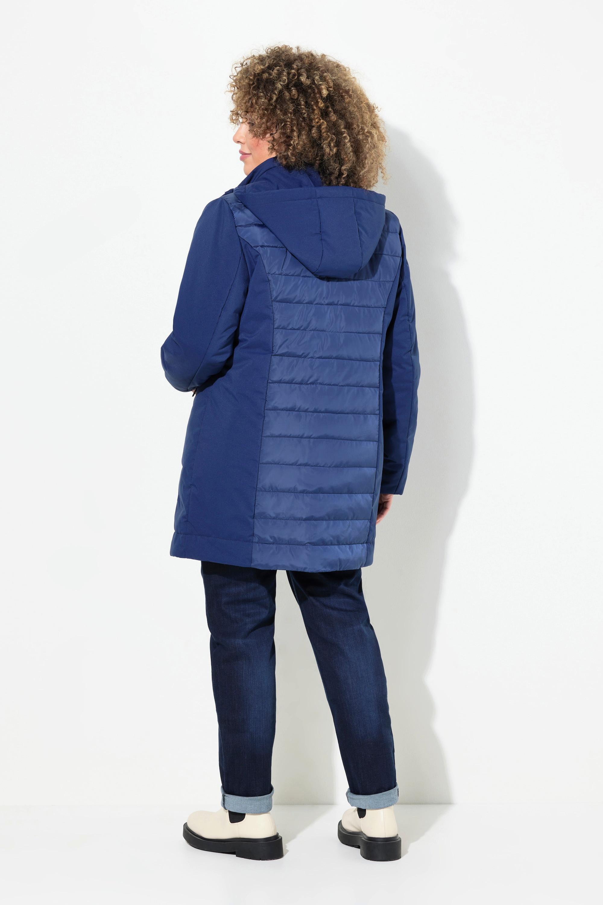 Ulla Popken HYPRAR Giacca Hybrid Softshell Trapuntata Collo Alto Cappuccio  