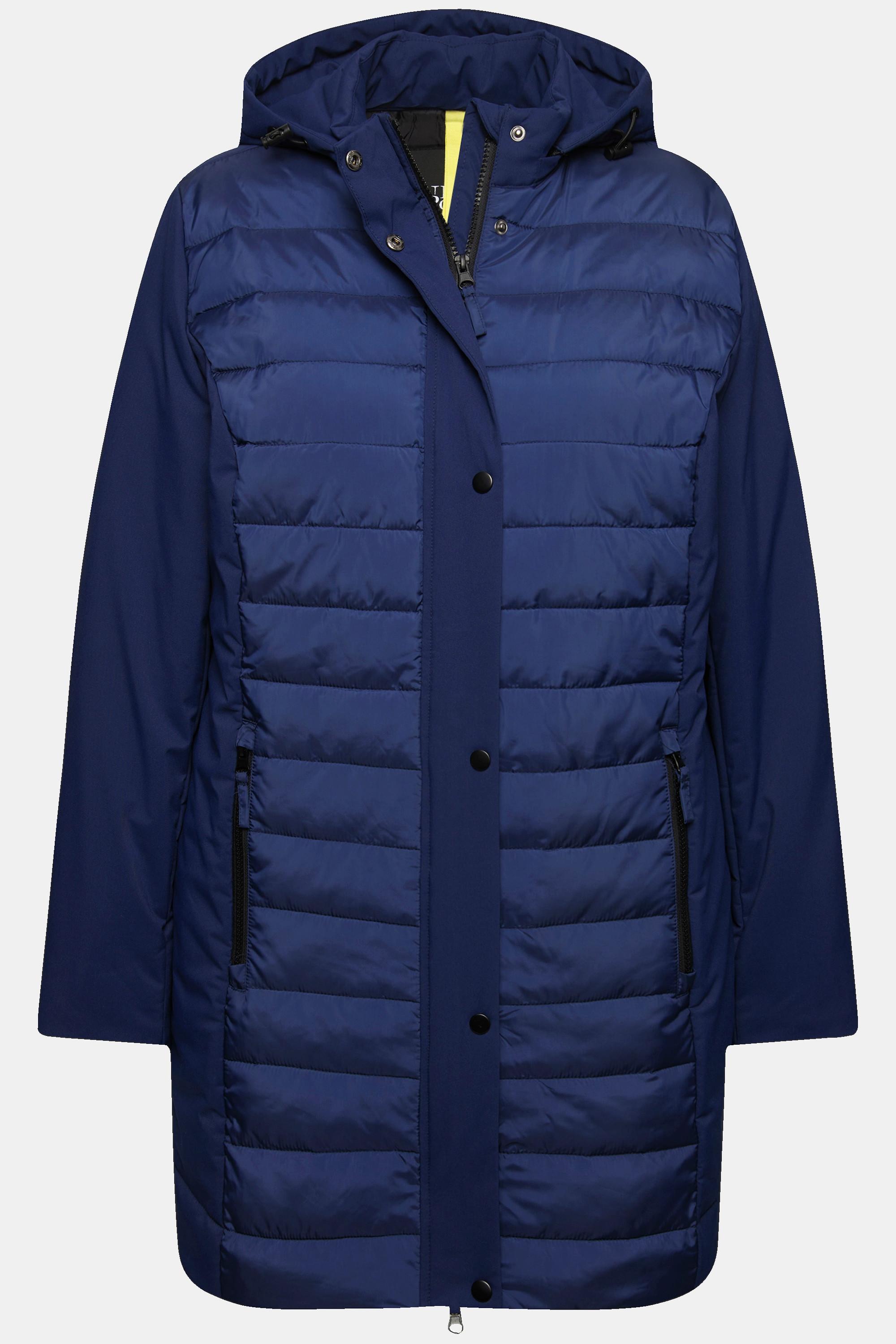 Ulla Popken HYPRAR Giacca Hybrid Softshell Trapuntata Collo Alto Cappuccio  