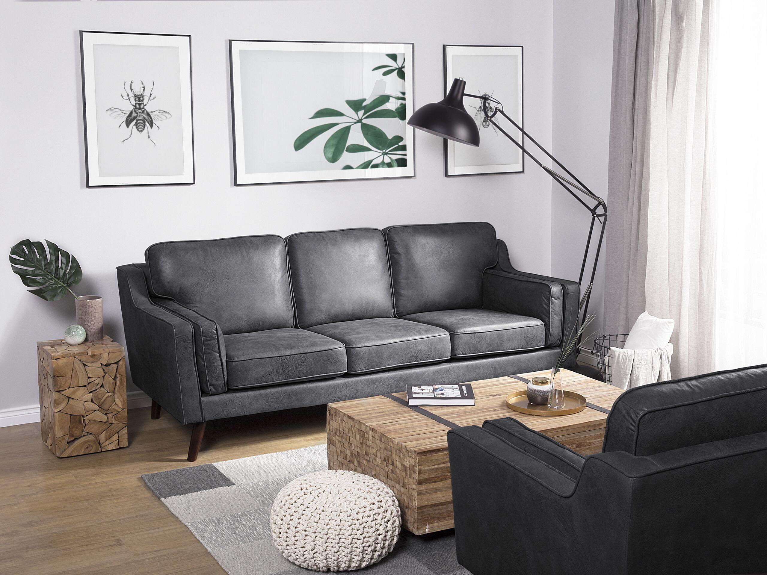 Beliani 3 Sitzer Sofa aus Kunstleder Industriell LOKKA  