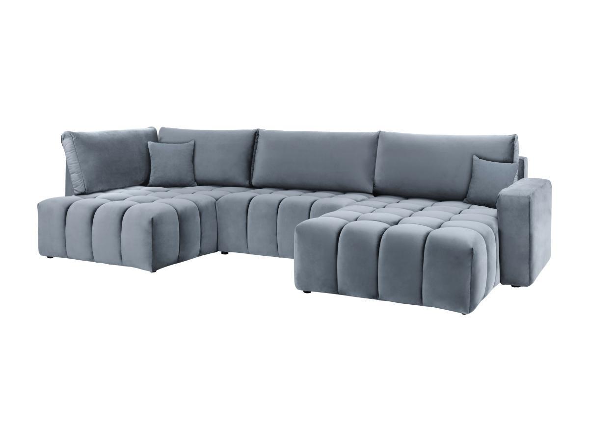 Vente-unique Canapé d'angle droit panoramique convertible velours gris ESILIA II  