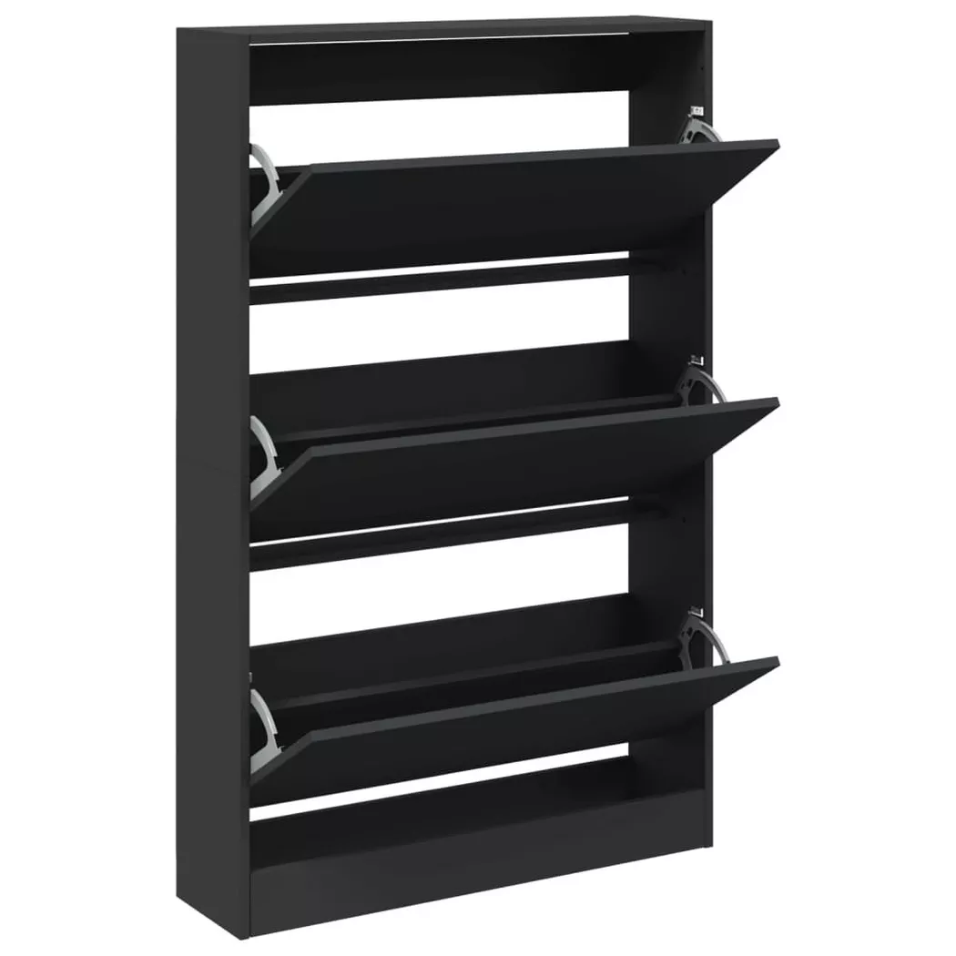VidaXL - Armoire à chaussures bois d'ingénierie, One Size, Noir