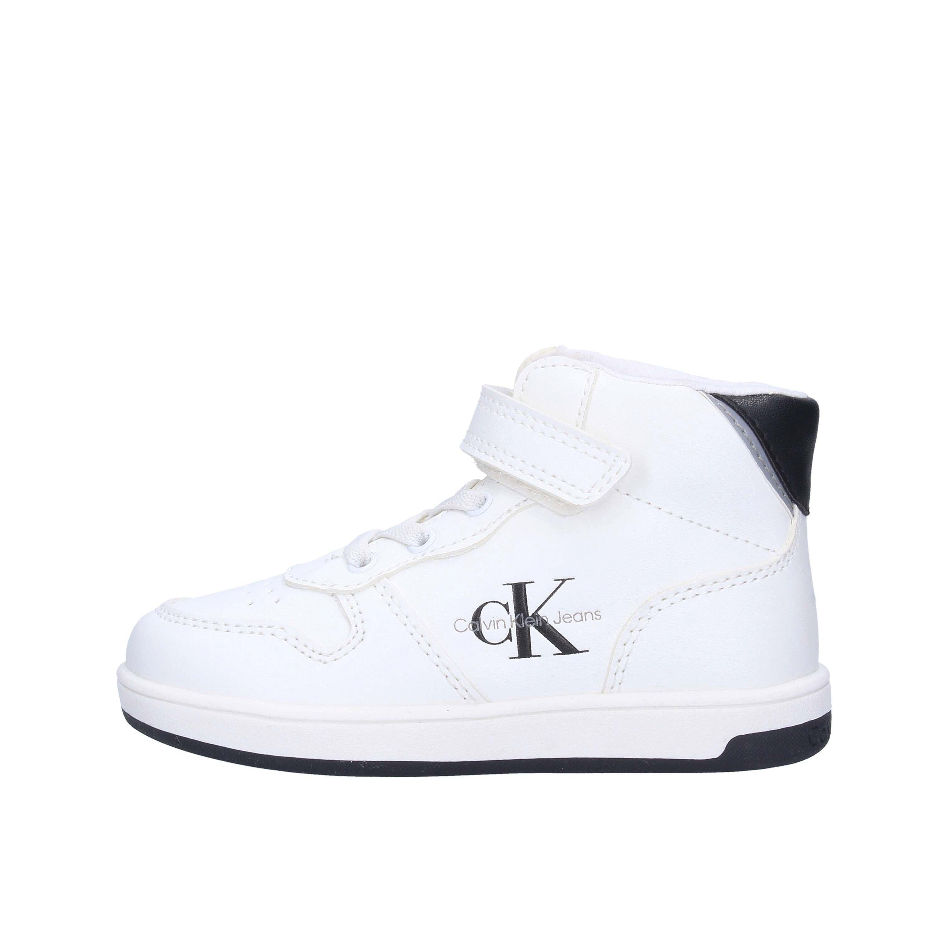 Calvin Klein  sneakers alte con lacci e strappi per bambini white/black 