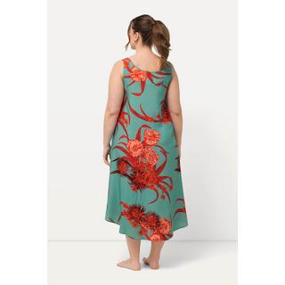 Ulla Popken  Robe sans manches imprimé à fleurs. Décolleté rond et silhouette en A. 