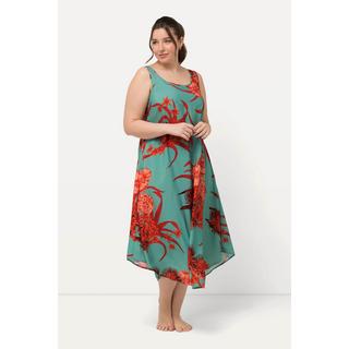 Ulla Popken  Robe sans manches imprimé à fleurs. Décolleté rond et silhouette en A. 