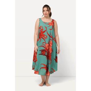 Ulla Popken  Robe sans manches imprimé à fleurs. Décolleté rond et silhouette en A. 