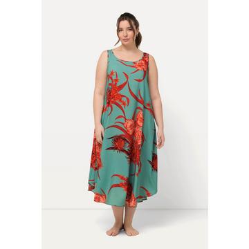 Robe sans manches imprimé à fleurs. Décolleté rond et silhouette en A.