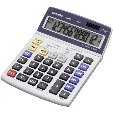 EL-2125 C Calcolatrice da tavolo Grigio Display (cifre): 12 a energia solare, a batteria (L x A x P) 140