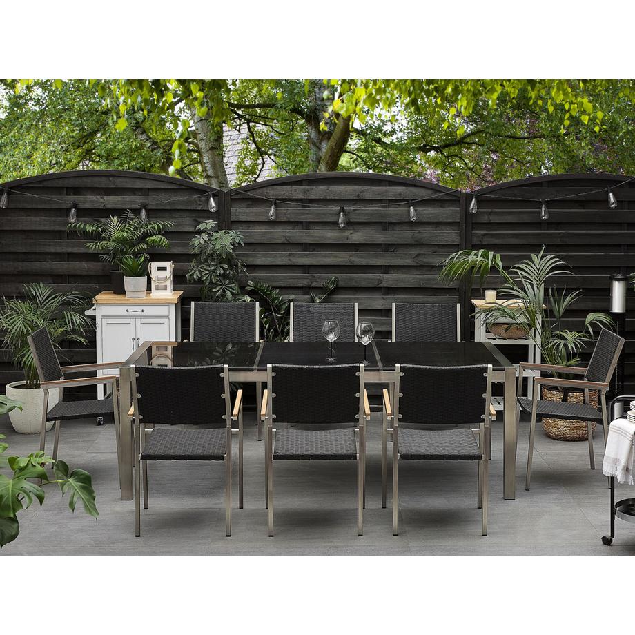 Beliani Garten-Essgruppe für 8 Personen aus Granit Industriell GROSSETO  