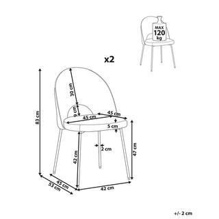Beliani Esszimmerstuhl 2er Set aus Samtstoff Glamourös COVELO  