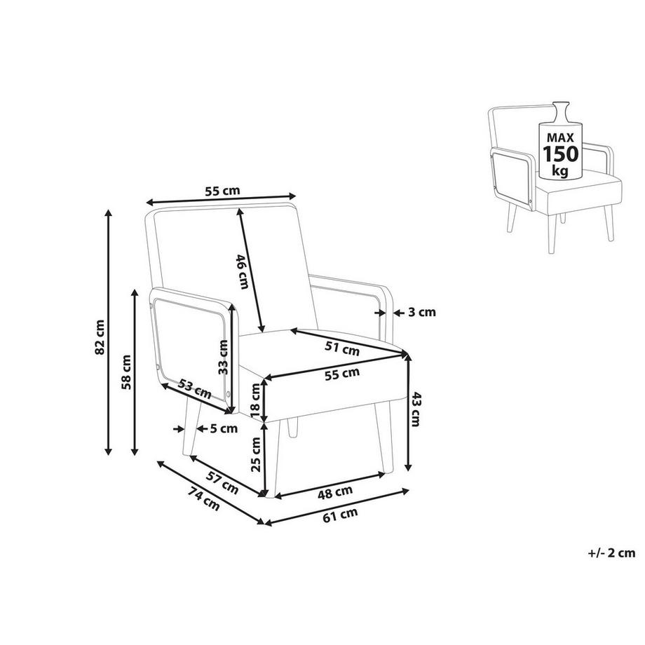 Beliani Sessel aus Stoff Retro HOJBY  