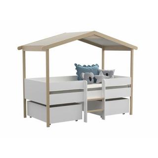 Vente-unique Letto a capanna con cassetti  Tiglio Bianco e Rovere SAROSI  