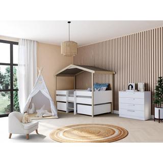 Vente-unique Letto a capanna con cassetti  Tiglio Bianco e Rovere SAROSI  