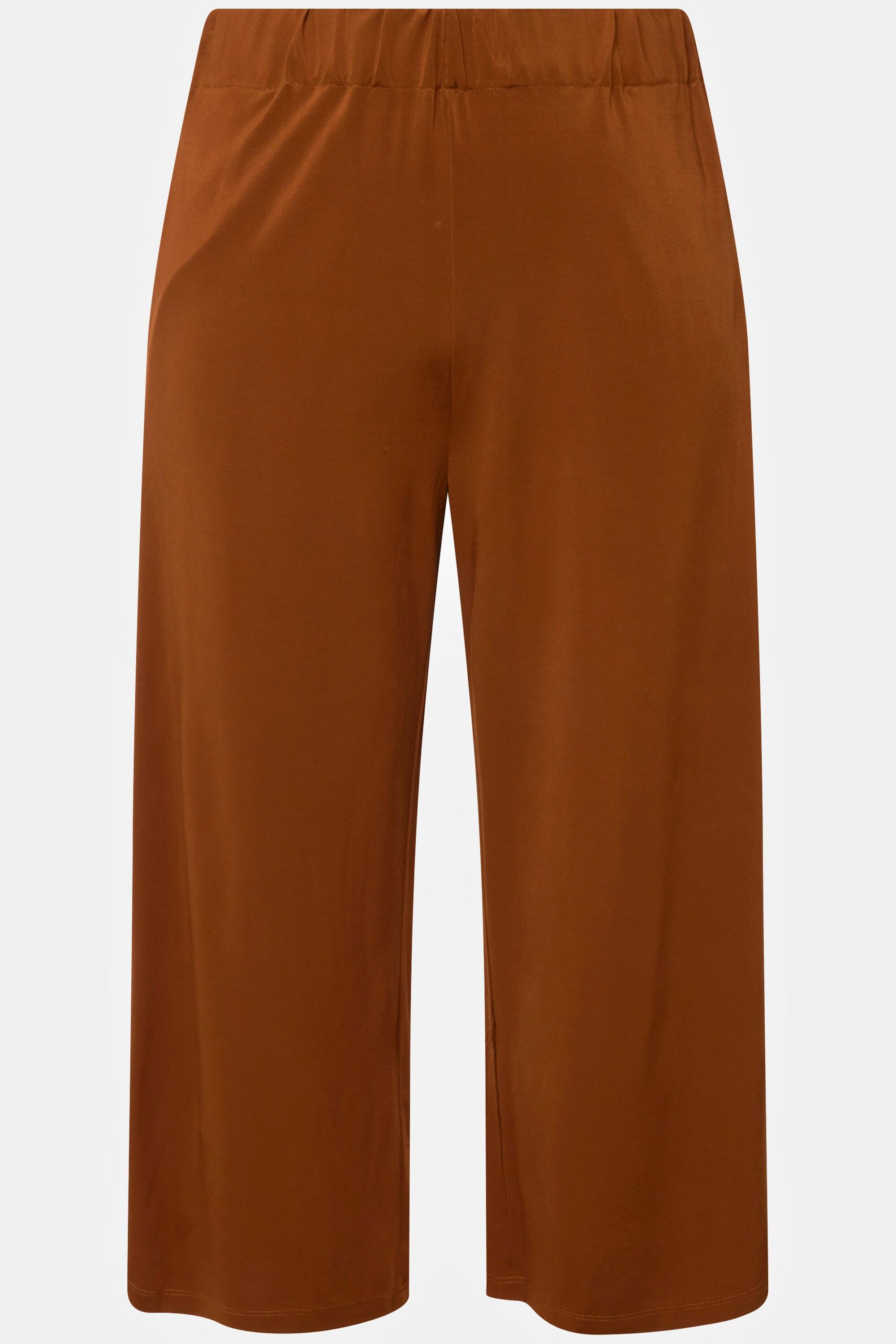 Ulla Popken  Culottes in tessuto fluente con taglio della gamba ampio e lungo fino al polpaccio e cintura elastica 