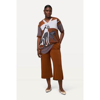 Ulla Popken  Culottes in tessuto fluente con taglio della gamba ampio e lungo fino al polpaccio e cintura elastica 