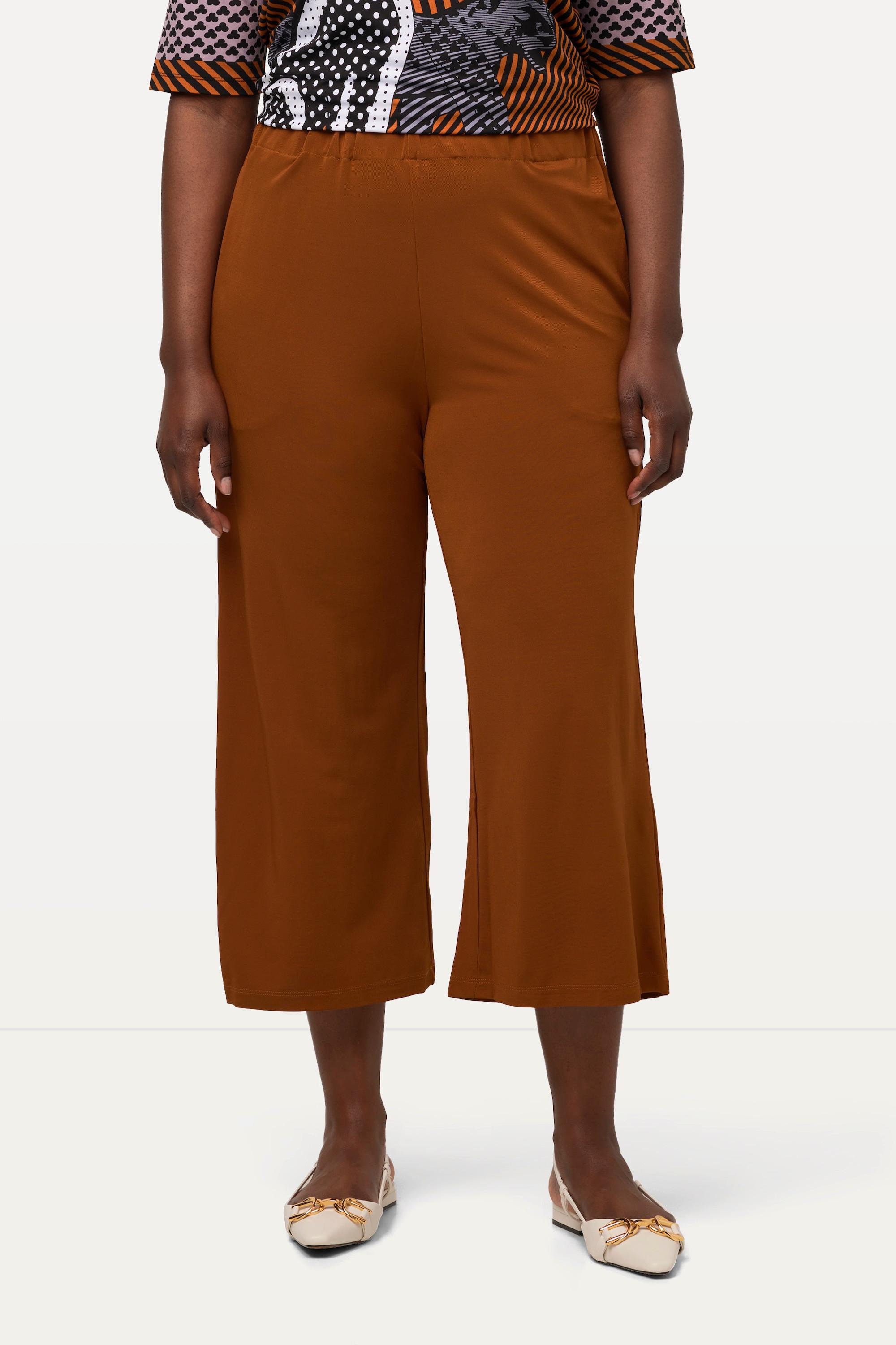 Ulla Popken  Culottes in tessuto fluente con taglio della gamba ampio e lungo fino al polpaccio e cintura elastica 