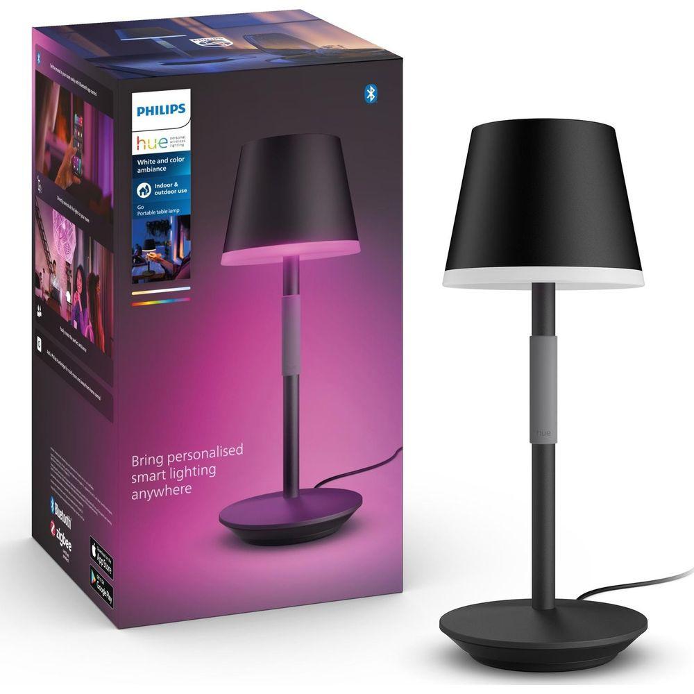 PHILIPS Hue White & Col. Amb. Go Tischleuchte 370lm Schwarz  