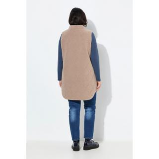 Ulla Popken Veste sans manches en polaire bouclée Col montant Coupe évasée  