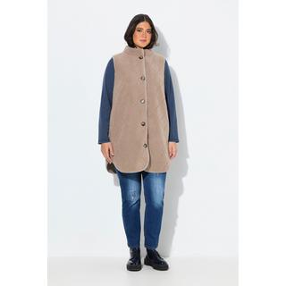 Ulla Popken Veste sans manches en polaire bouclée Col montant Coupe évasée  