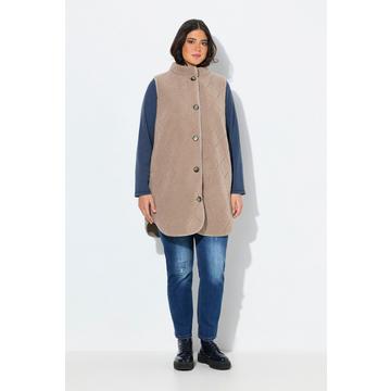 Veste sans manches en polaire bouclée, col montant et coupe évasée