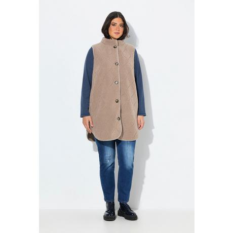 Ulla Popken Veste sans manches en polaire bouclée Col montant Coupe évasée  