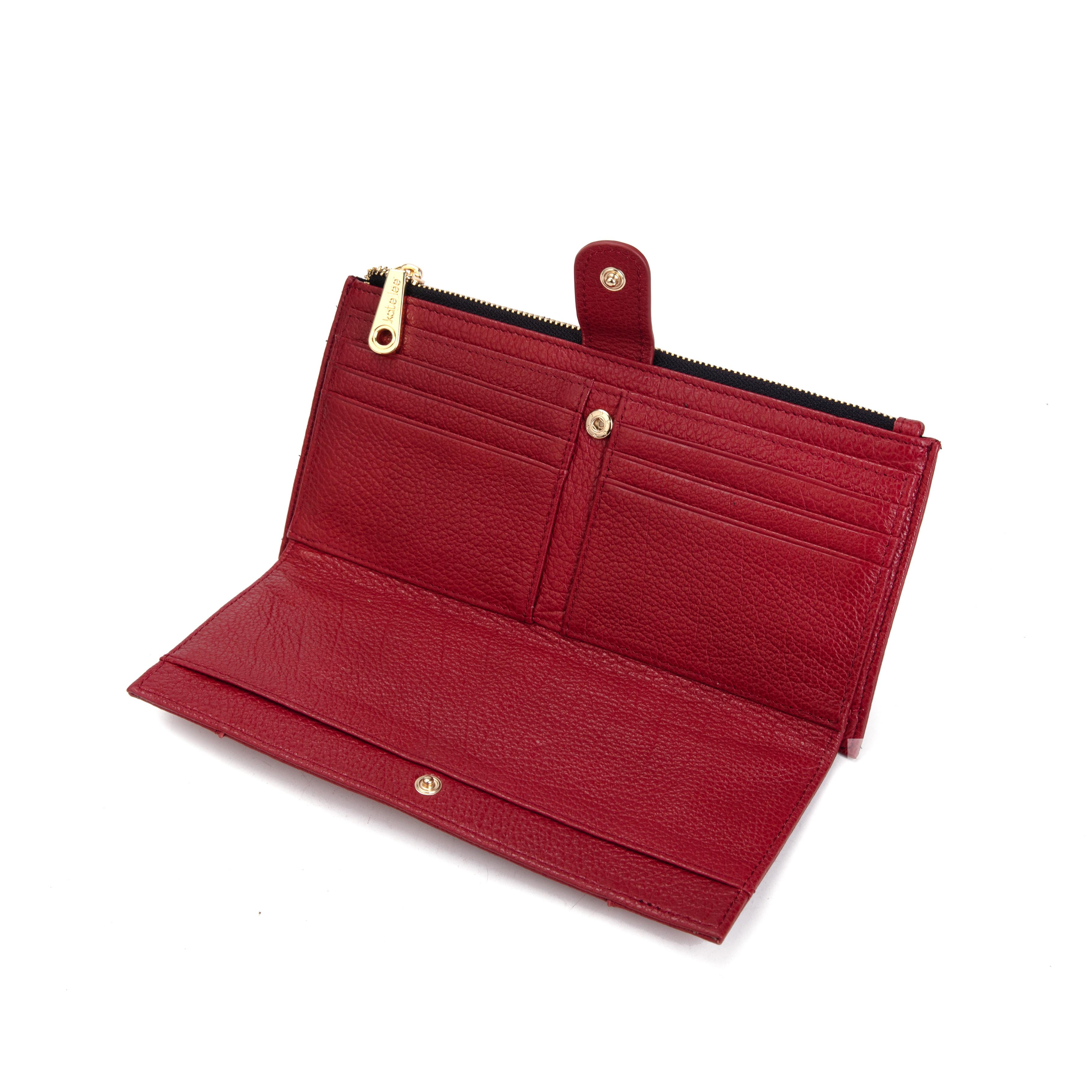 Kate Lee  Germaine Brieftasche aus genarbtem Upcycling-Leder in der Farbe Rot 