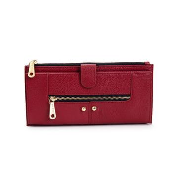 Germaine Brieftasche aus genarbtem Upcycling-Leder in der Farbe Rot
