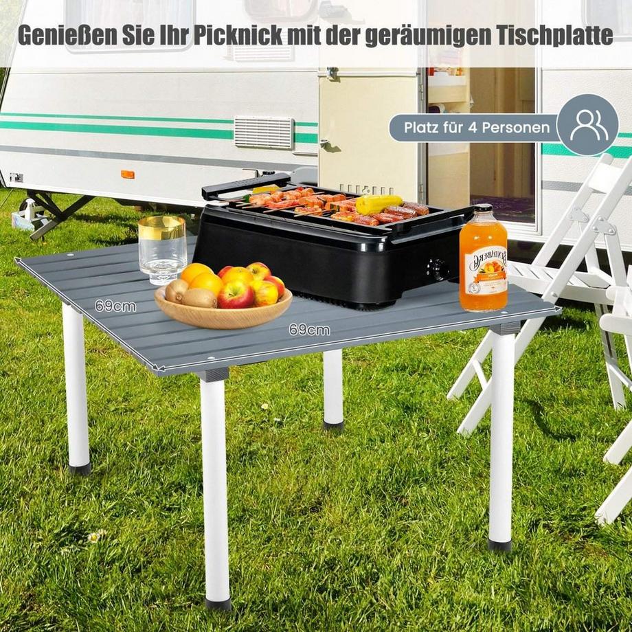 Northix  Table de camping pliante avec sac de transport pour pique-niques à la plage et sorties de pêche, gris 