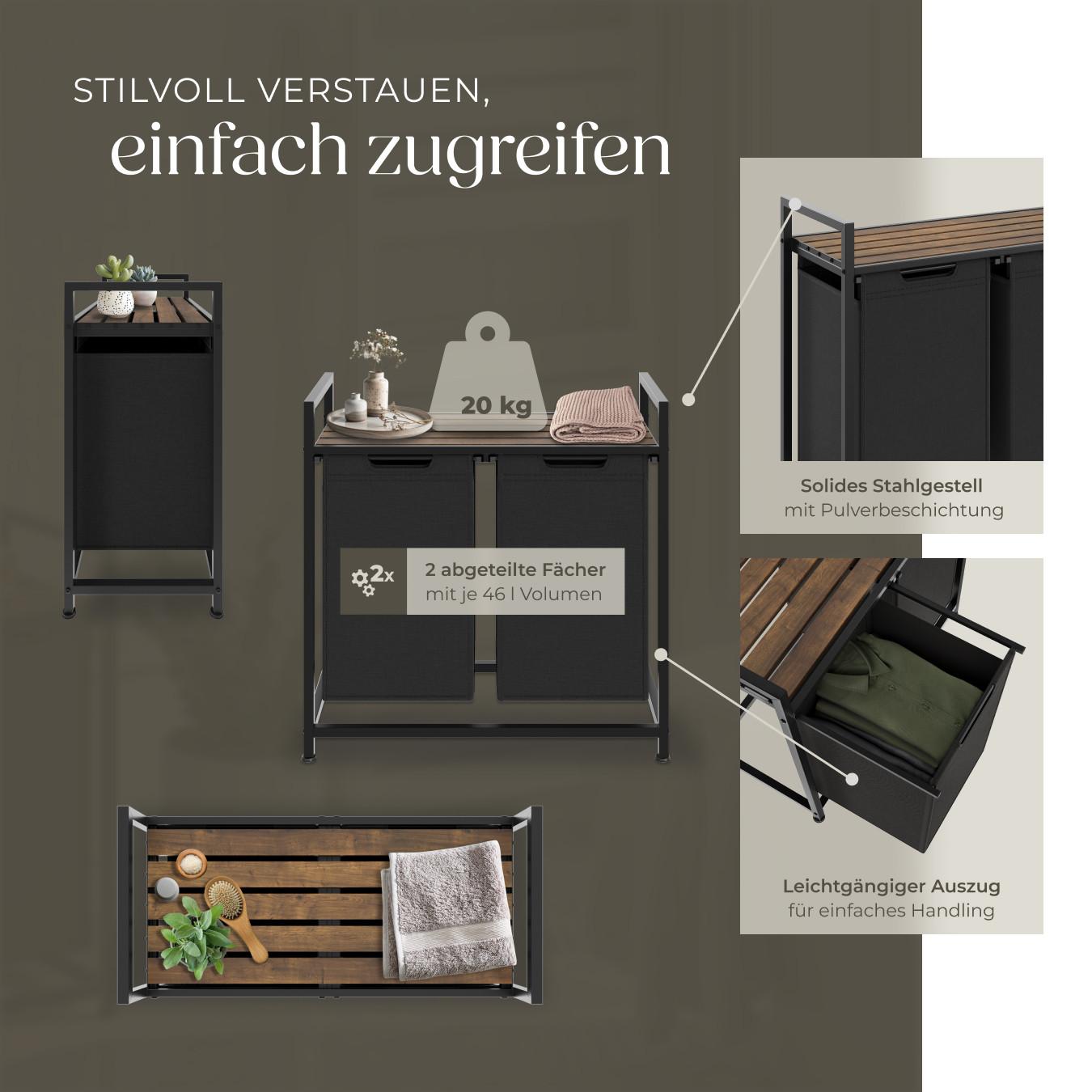 Tectake Wäschesortierer mit Ablage, Industrial Style  