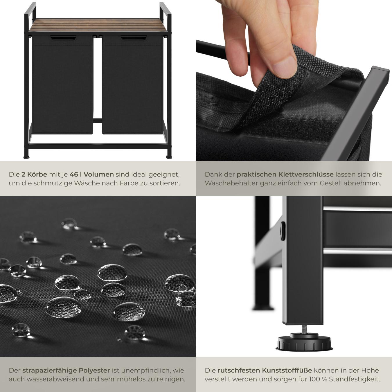 Tectake Wäschesortierer mit Ablage, Industrial Style  