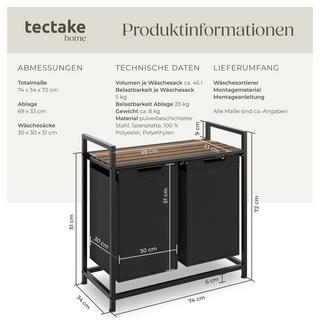 Tectake Wäschesortierer mit Ablage, Industrial Style  
